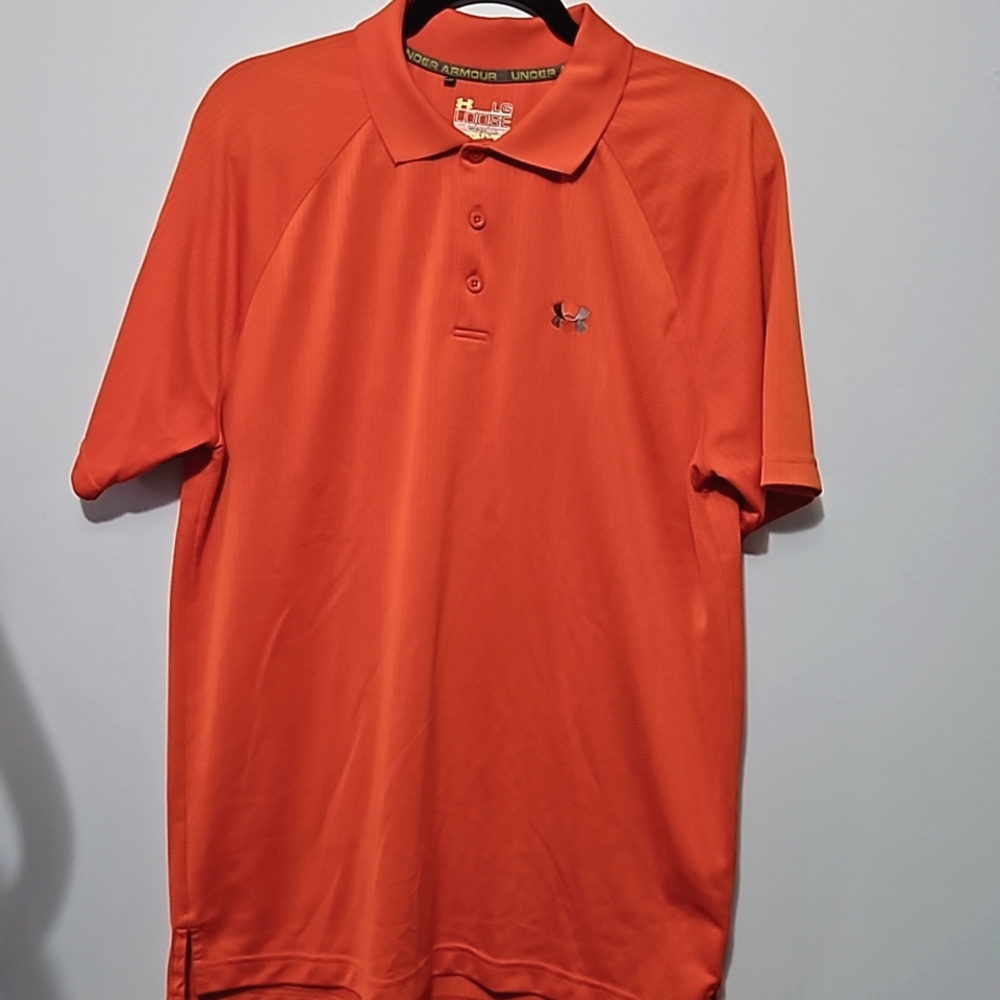 Under Armour Catalyst Heat Gear Loose Polo Short Sleeve Shirt Size L #M-157